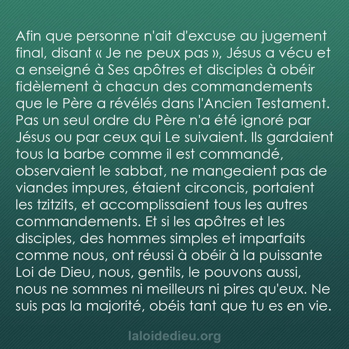 b0020 - Post à propos de la Loi de Dieu : Afin que personne n