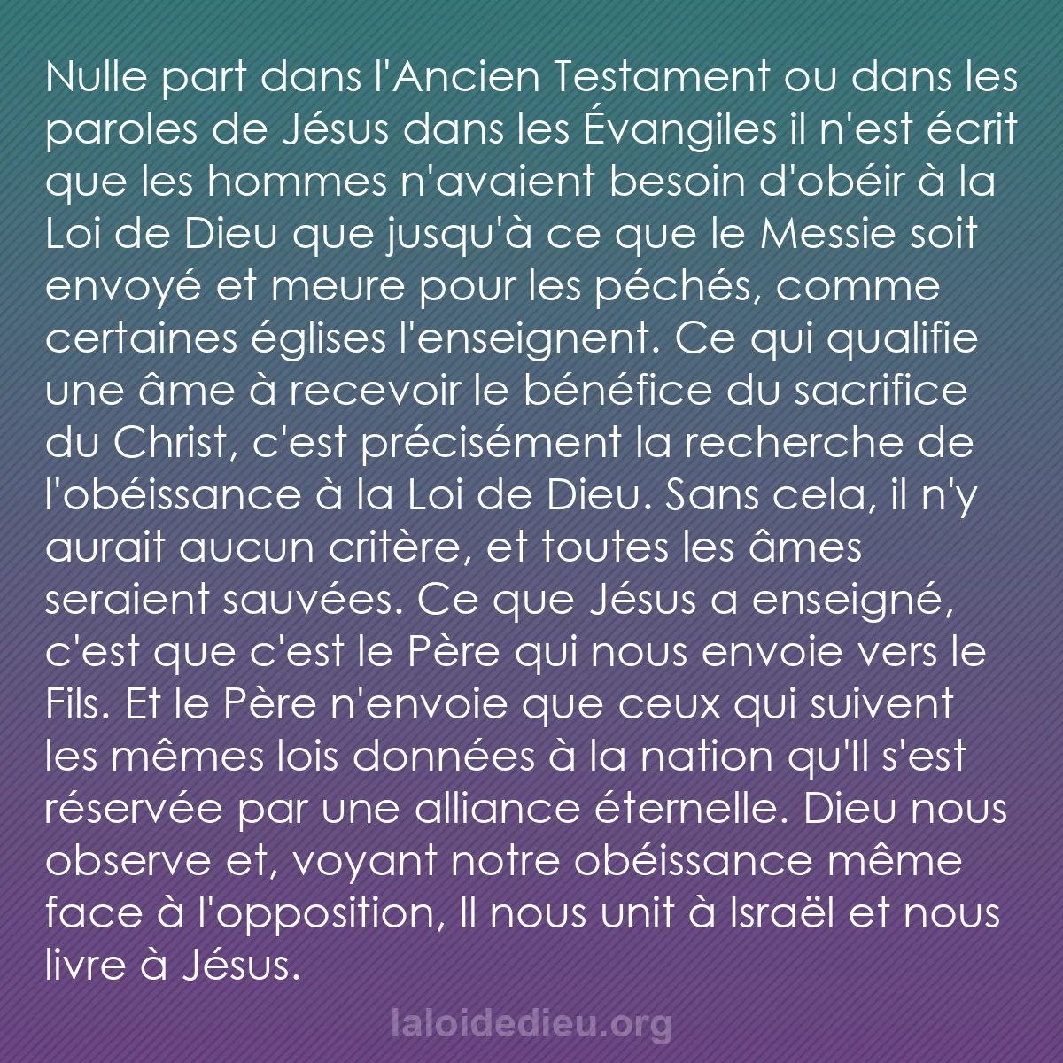 b0024 - Post à propos de la Loi de Dieu : Nulle part dans l