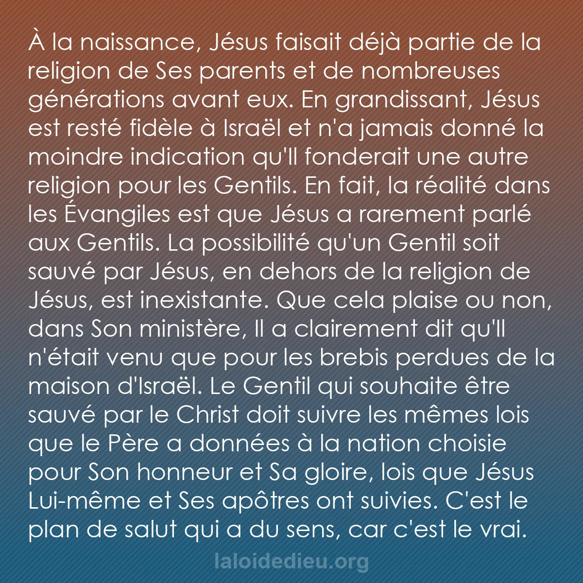 b0032 - Post à propos de la Loi de Dieu : À la naissance, Jésus faisait déjà partie de la religion de...