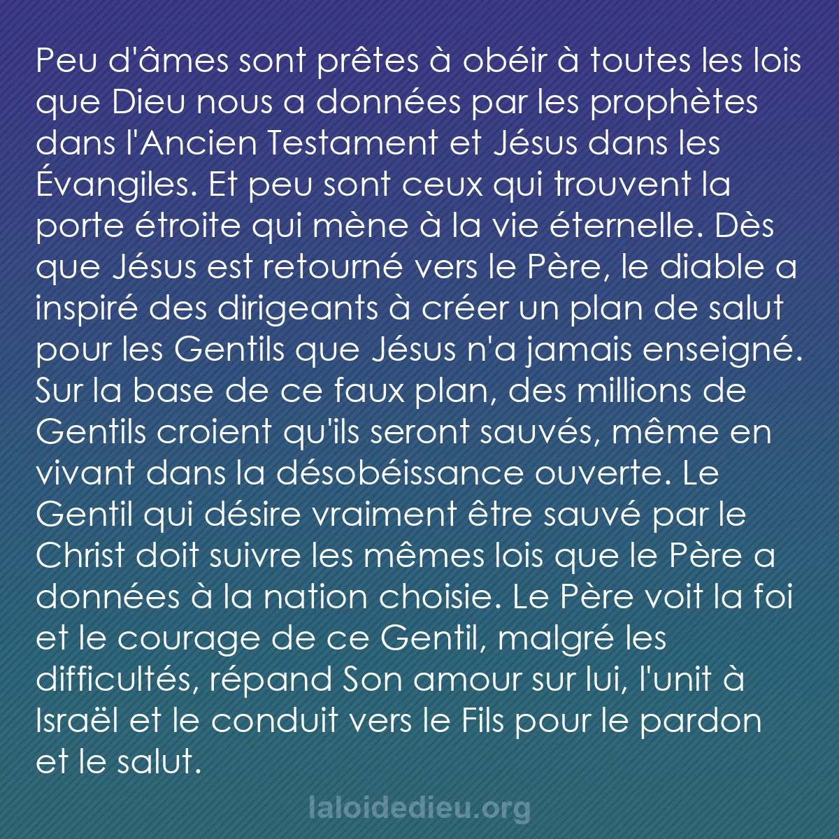 b0037 - Post à propos de la Loi de Dieu : Peu d