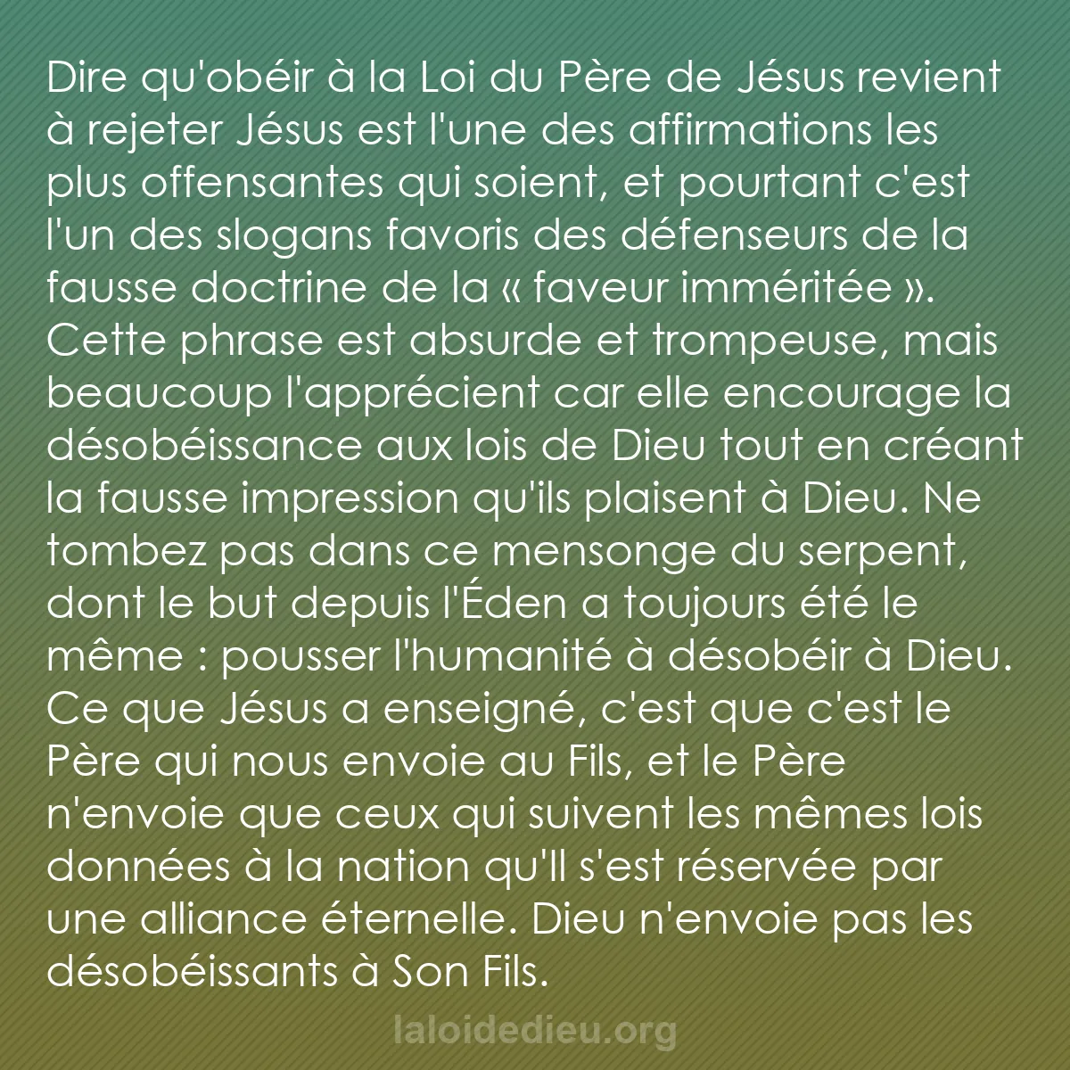 b0043 - Post à propos de la Loi de Dieu : Dire qu