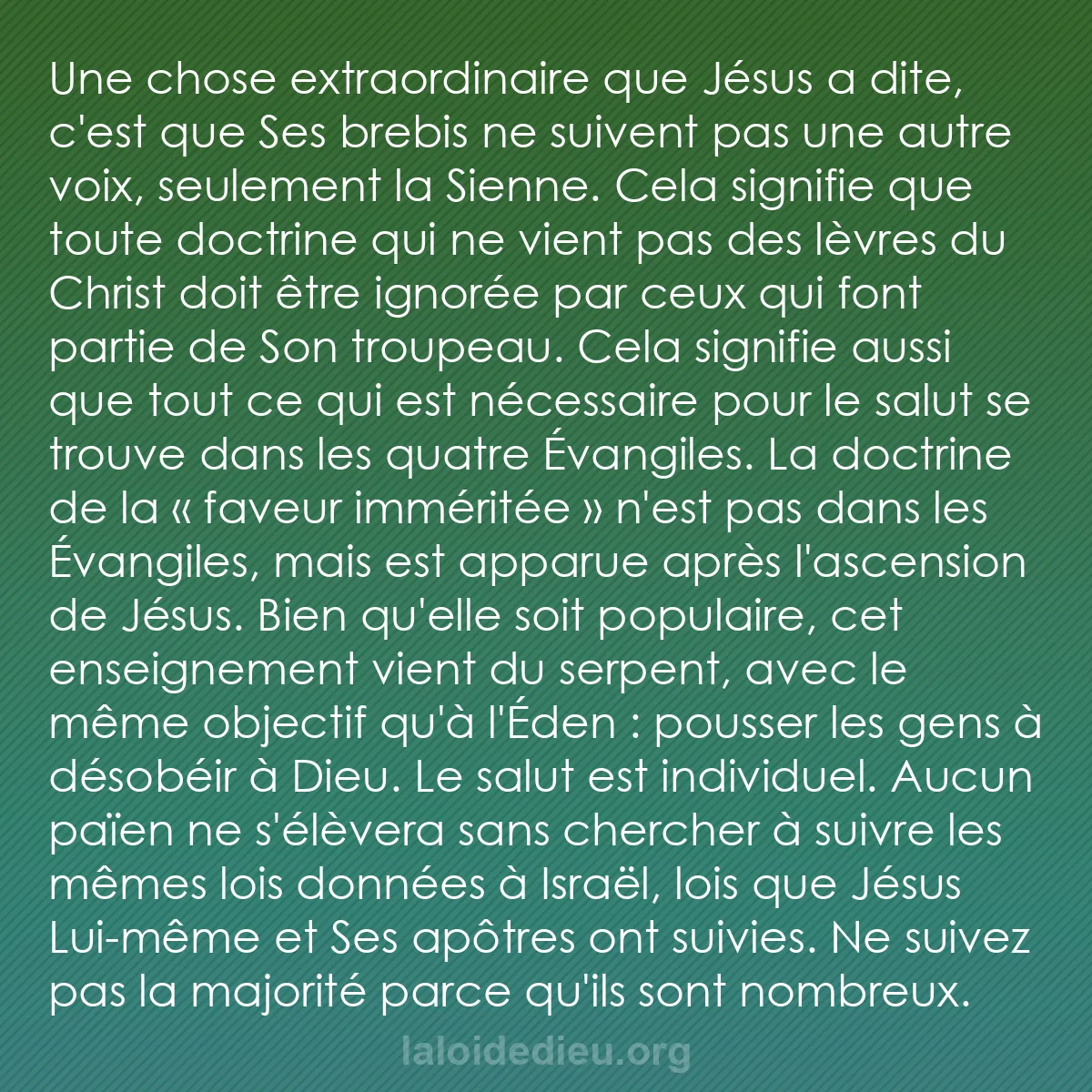 b0050 - Post à propos de la Loi de Dieu : Une chose extraordinaire que Jésus a dite, c