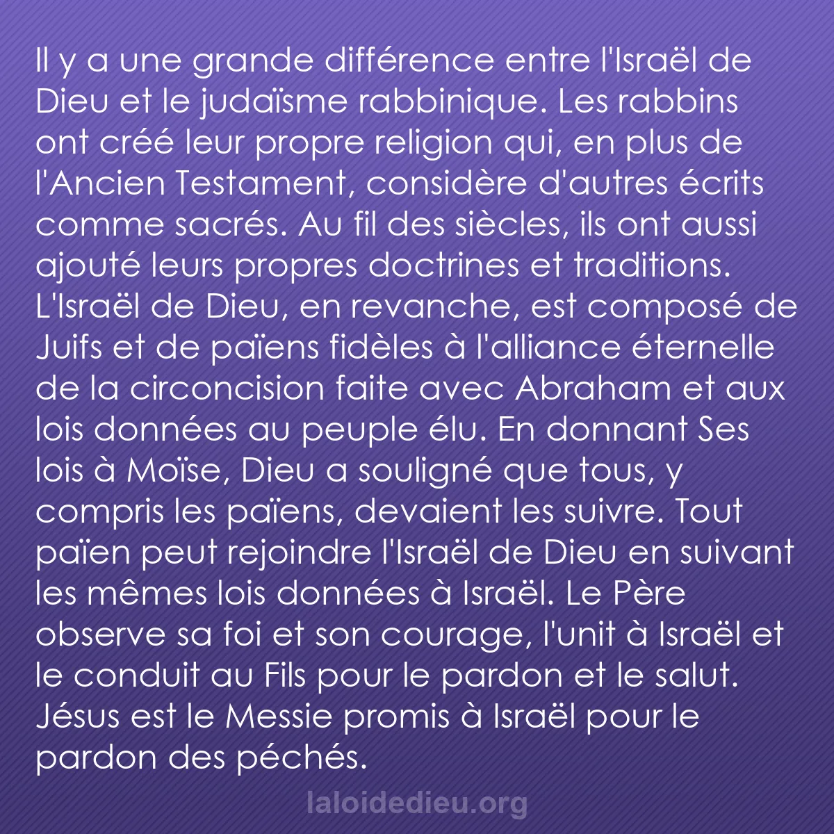 b0058 - Post à propos de la Loi de Dieu : Il y a une grande différence entre l