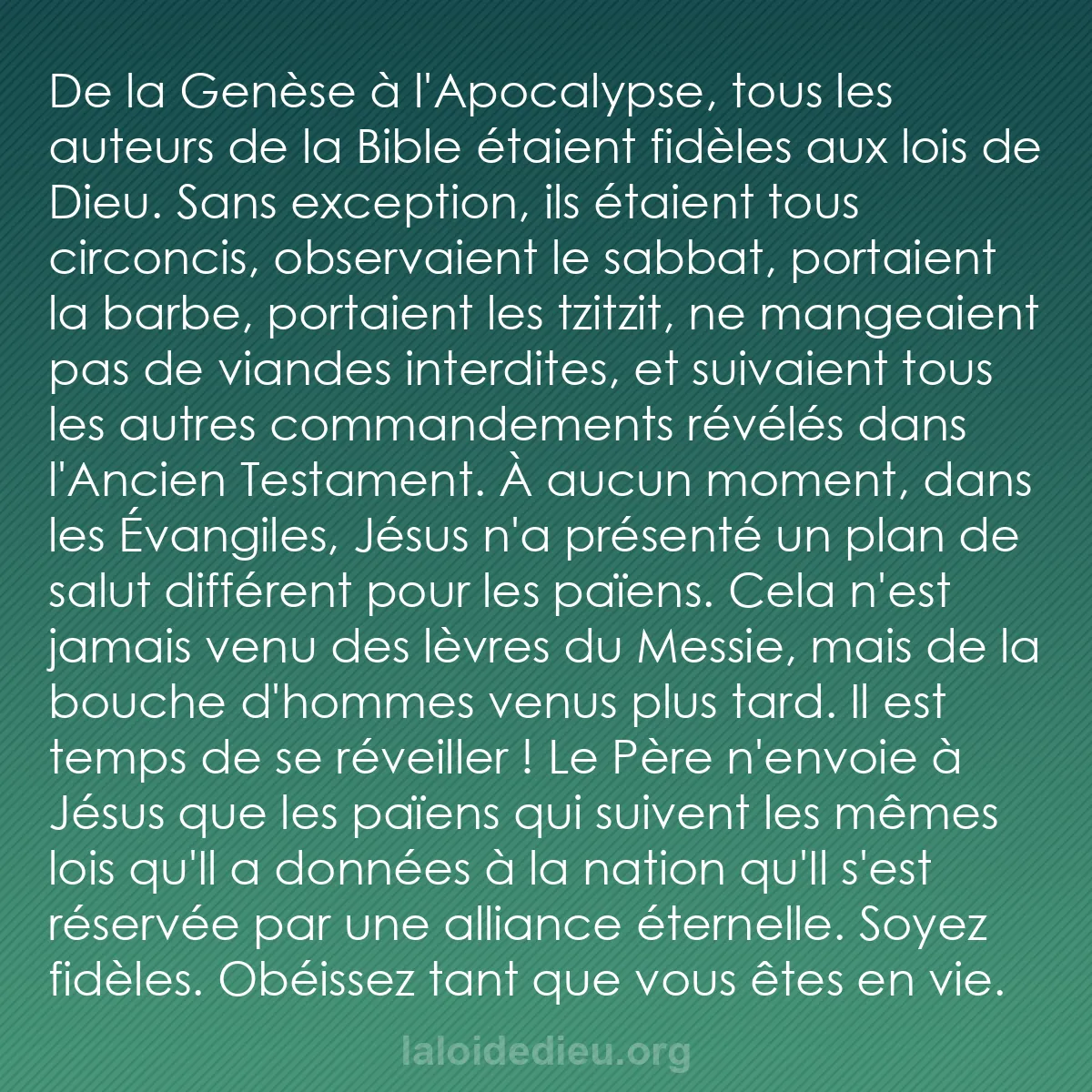 b0065 - Post à propos de la Loi de Dieu : De la Genèse à l