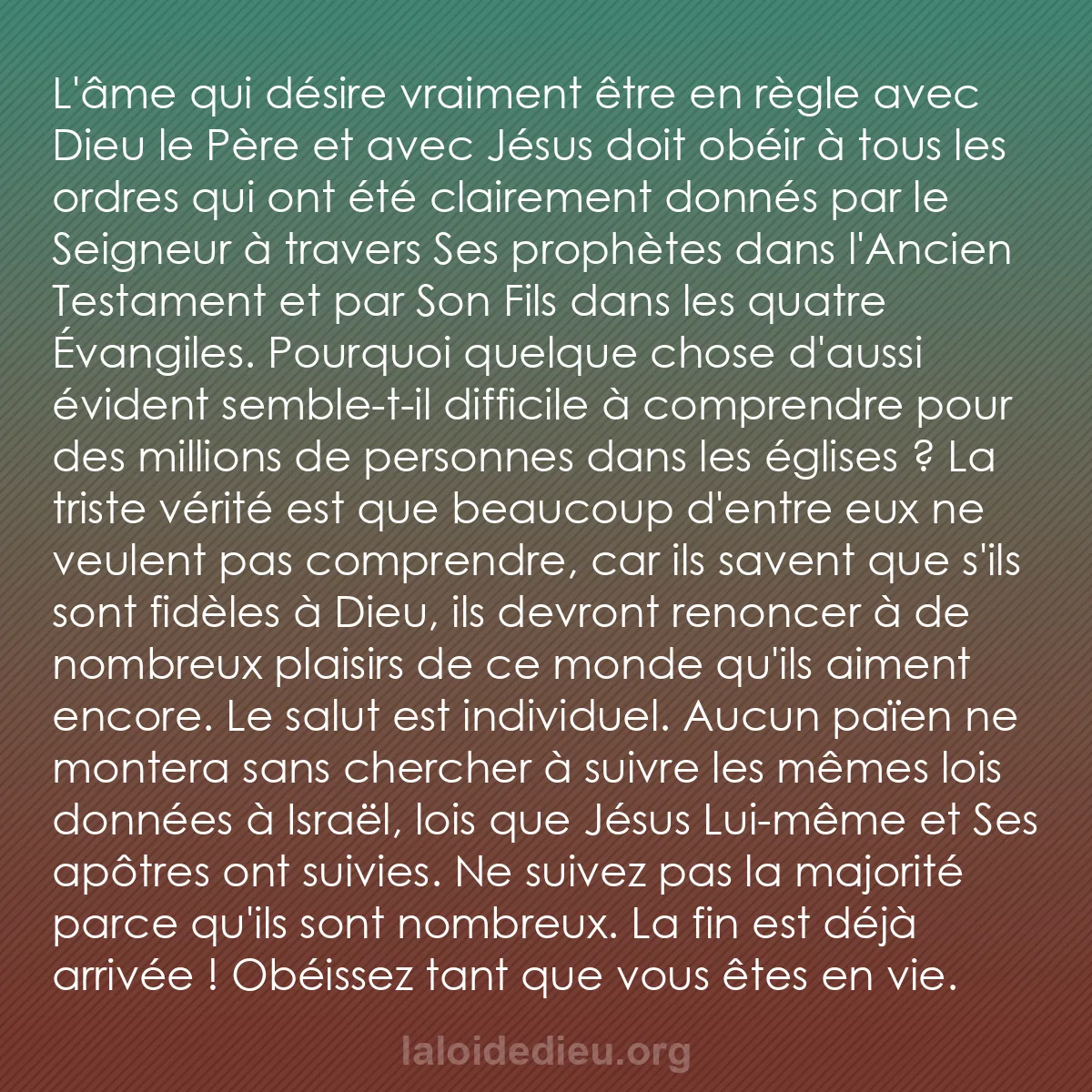 b0073 - Post à propos de la Loi de Dieu : L