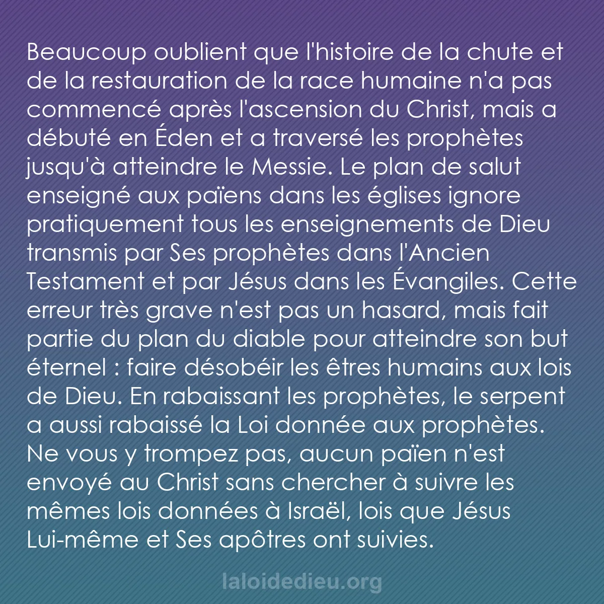 b0082 - Post à propos de la Loi de Dieu : Beaucoup oublient que l