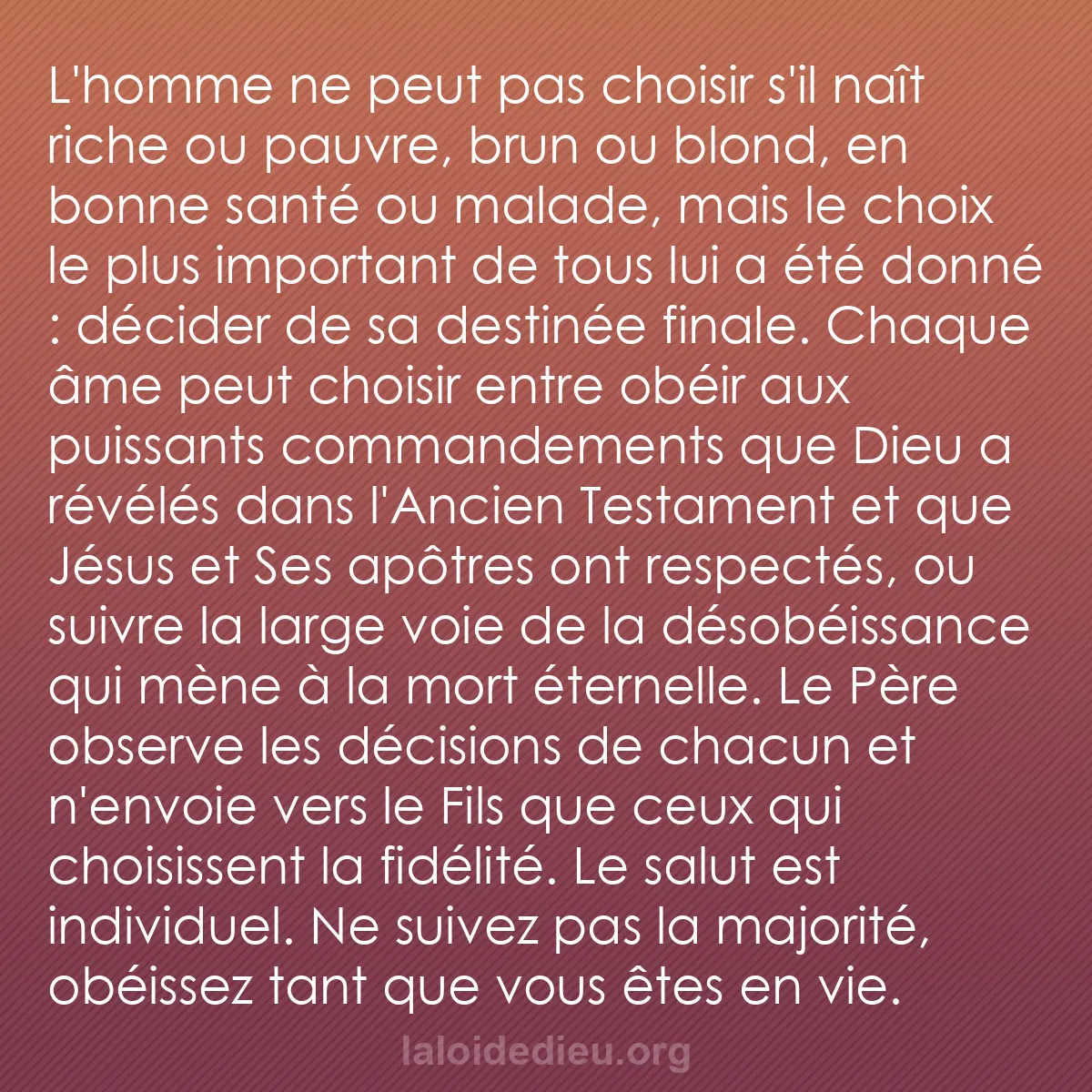 b0086 - Post à propos de la Loi de Dieu : L