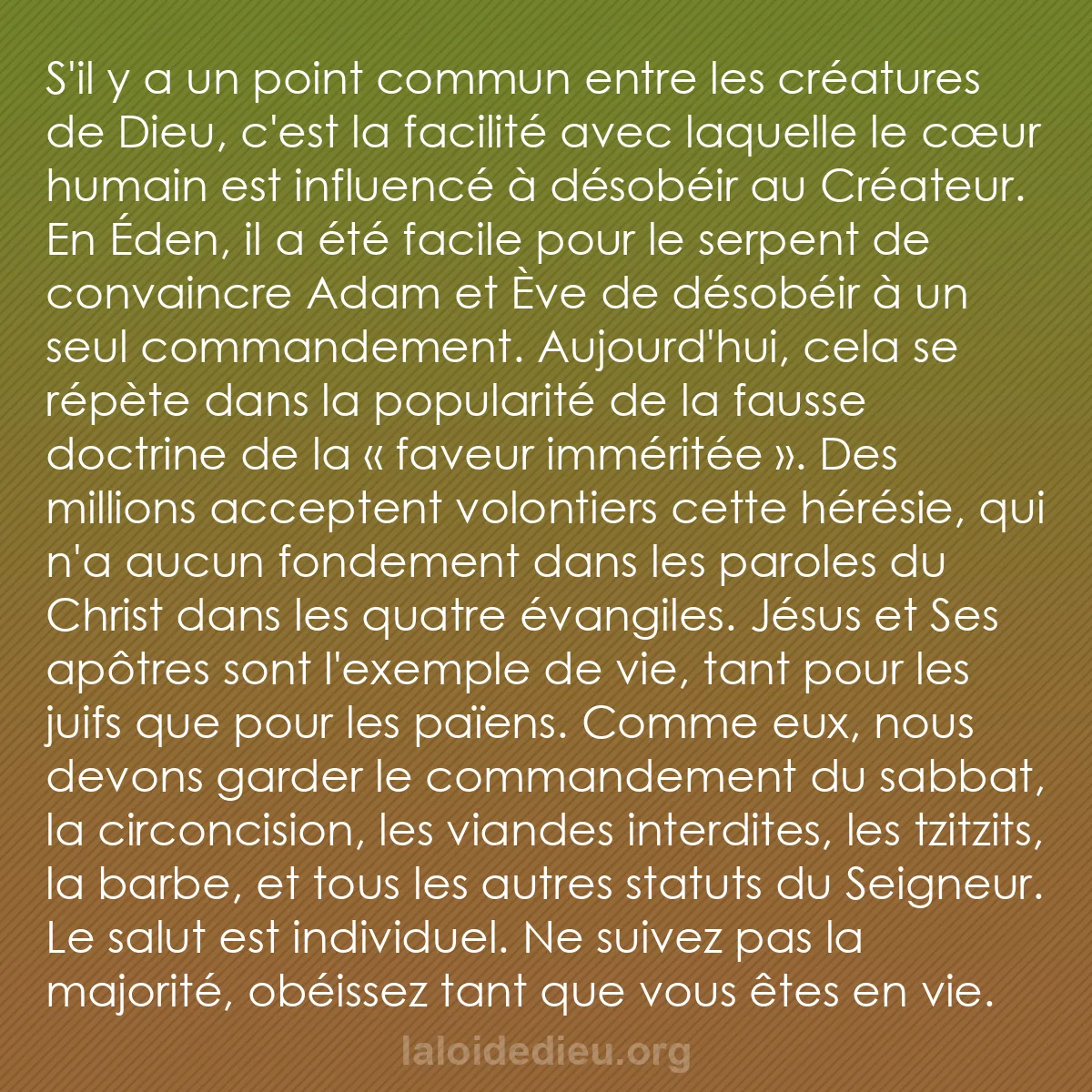 b0089 - Post à propos de la Loi de Dieu : S