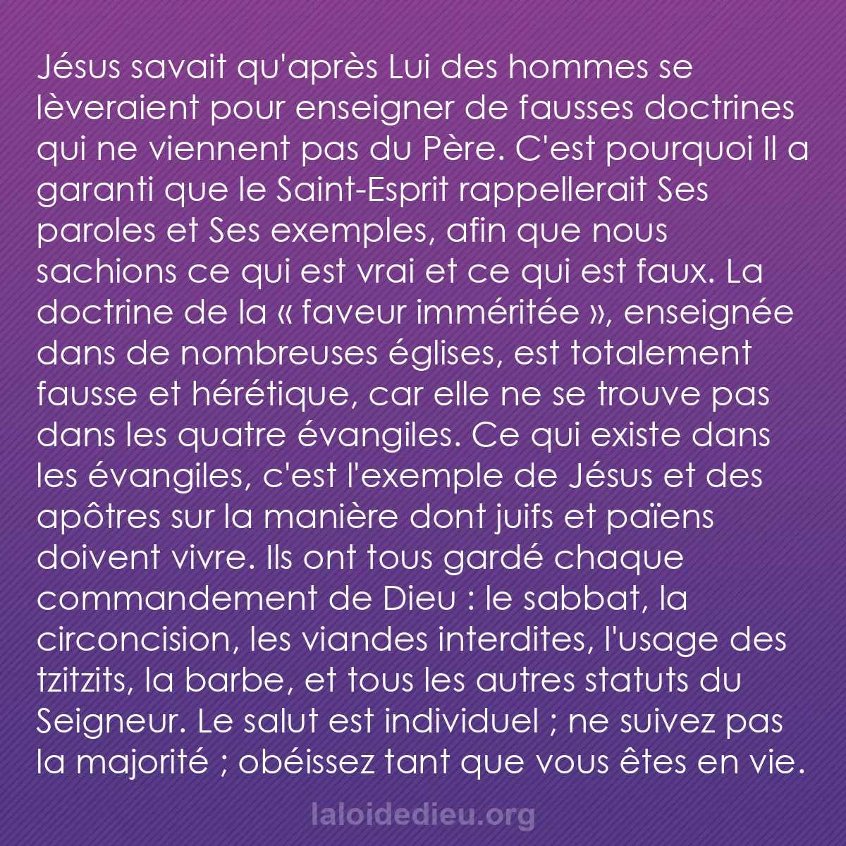b0091 - Post à propos de la Loi de Dieu : Jésus savait qu