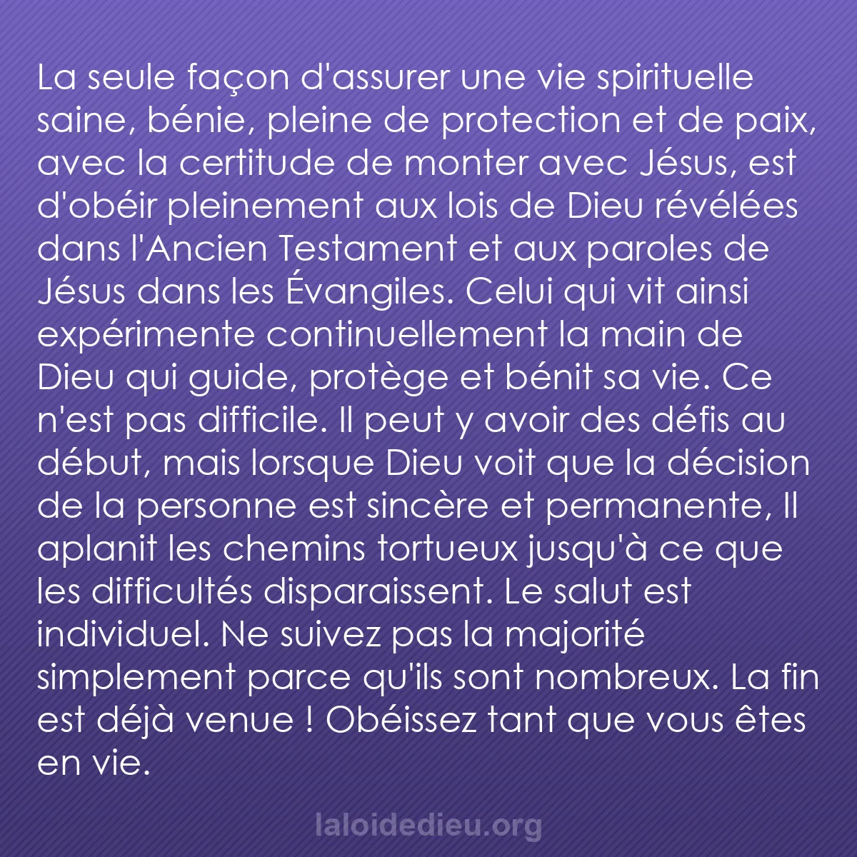 b0098 - Post à propos de la Loi de Dieu : La seule façon d