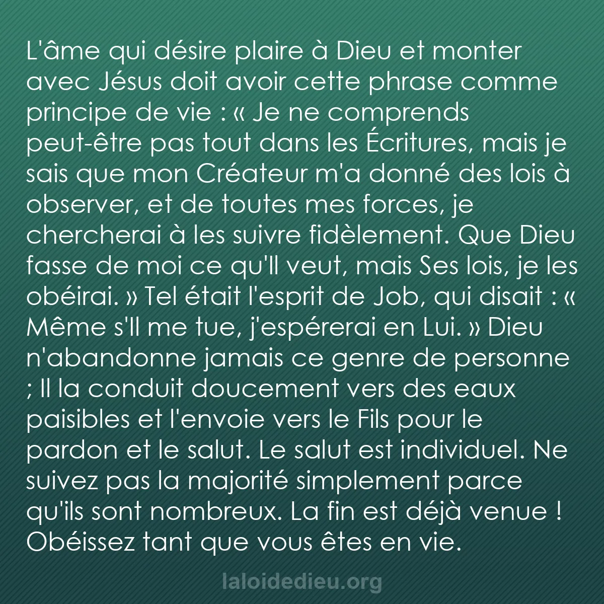 b0100 - Post à propos de la Loi de Dieu : L