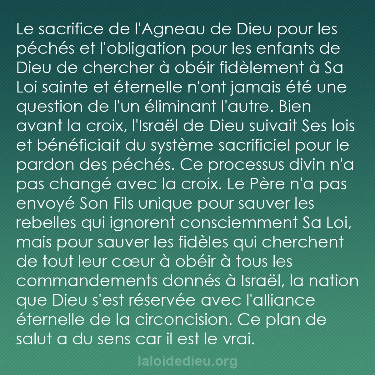 b0105 - Post à propos de la Loi de Dieu : Le sacrifice de l