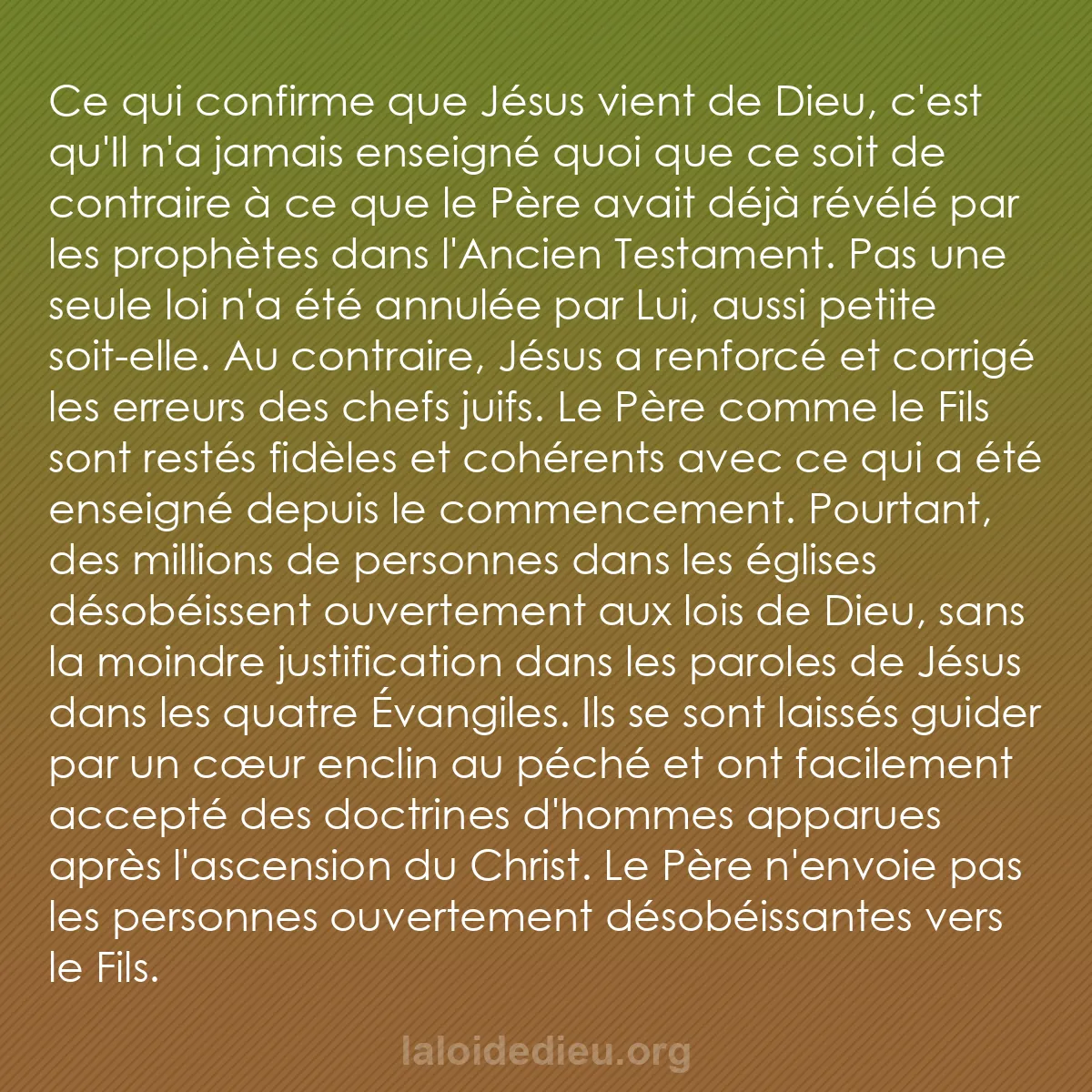 b0109 - Post à propos de la Loi de Dieu : Ce qui confirme que Jésus vient de Dieu, c