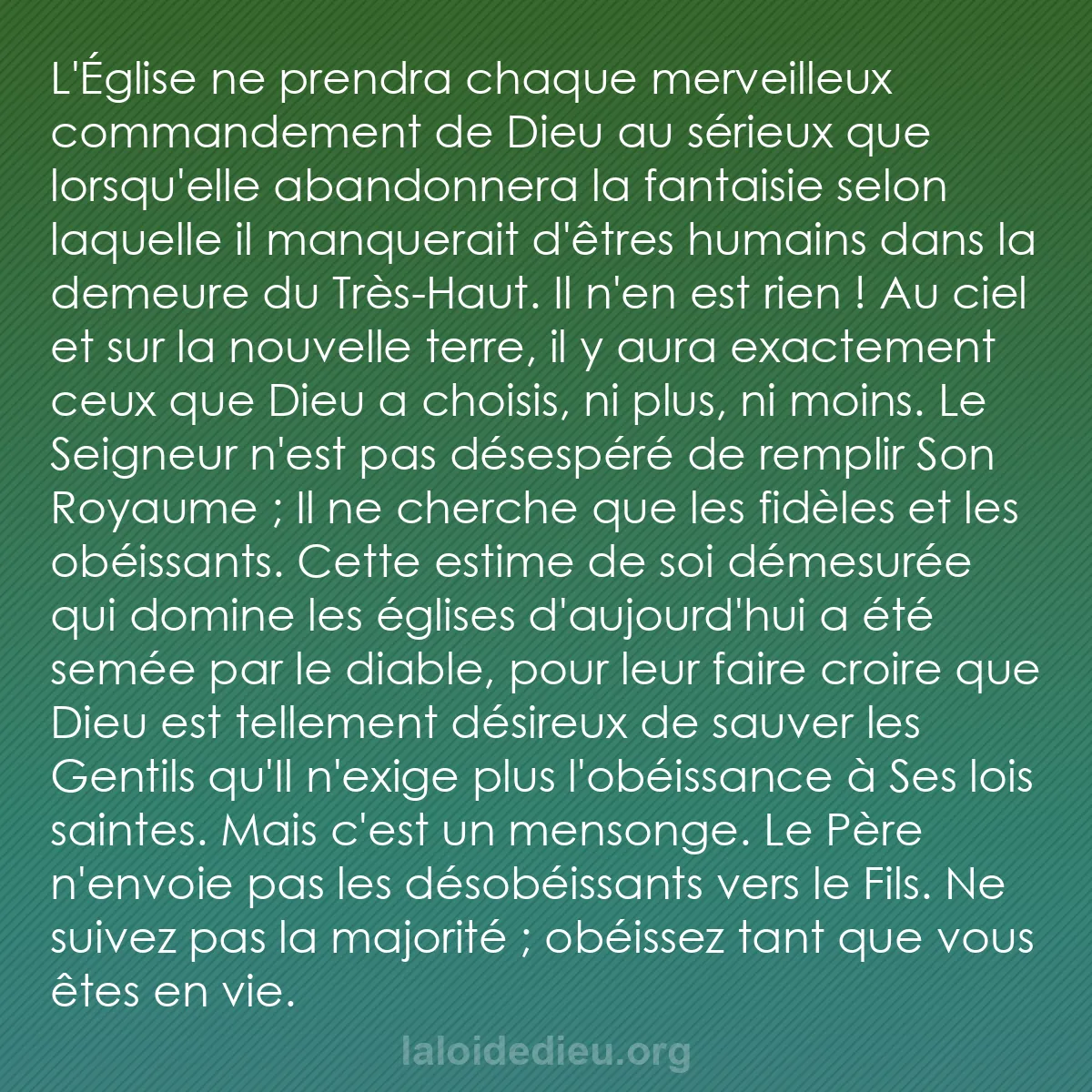 b0110 - Post à propos de la Loi de Dieu : L