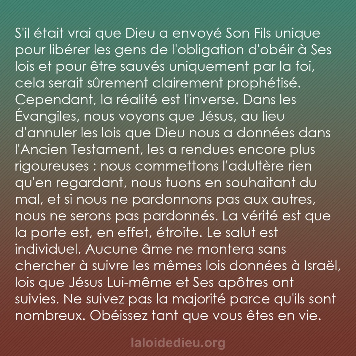 b0113 - Post à propos de la Loi de Dieu : S