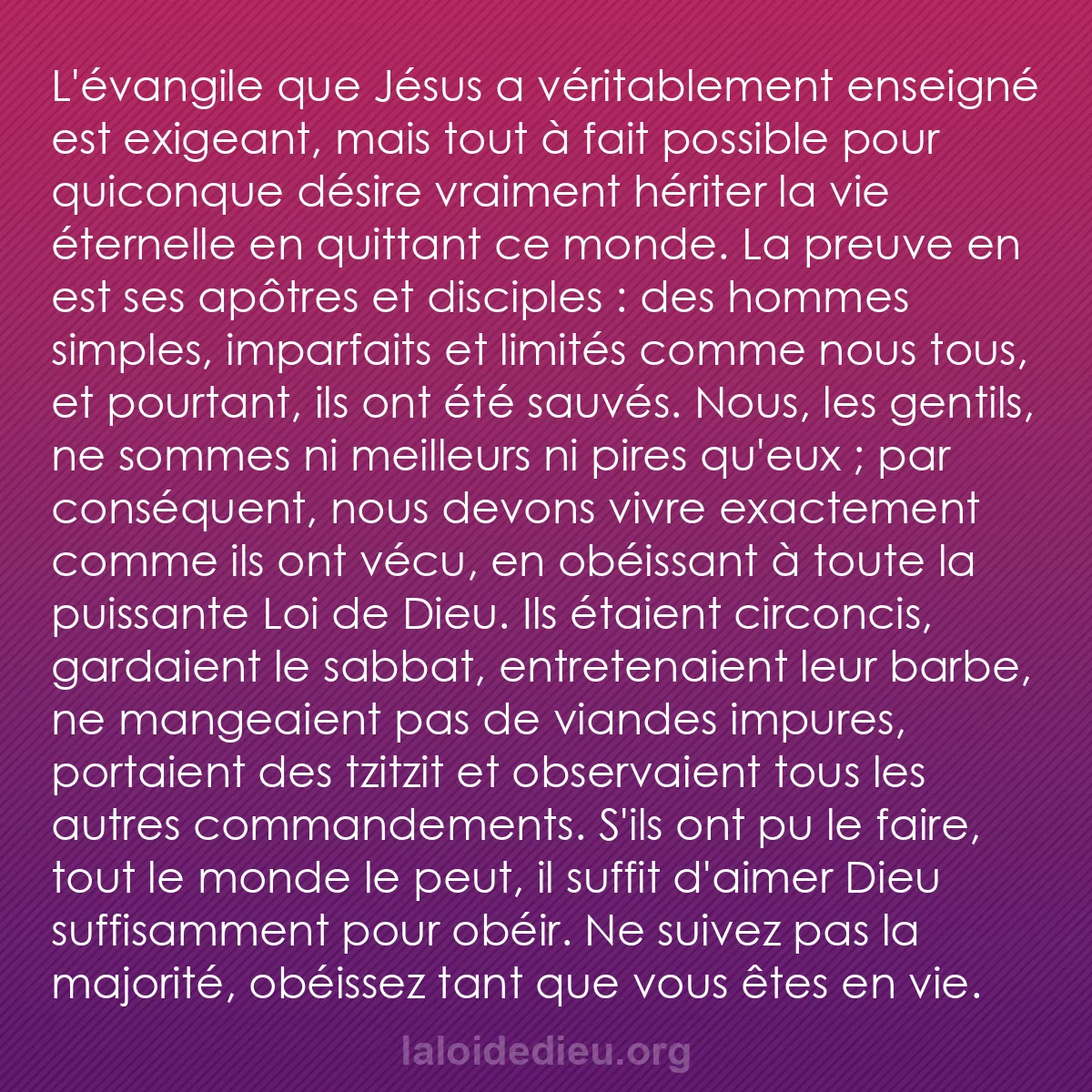 b0141 - Post à propos de la Loi de Dieu : L