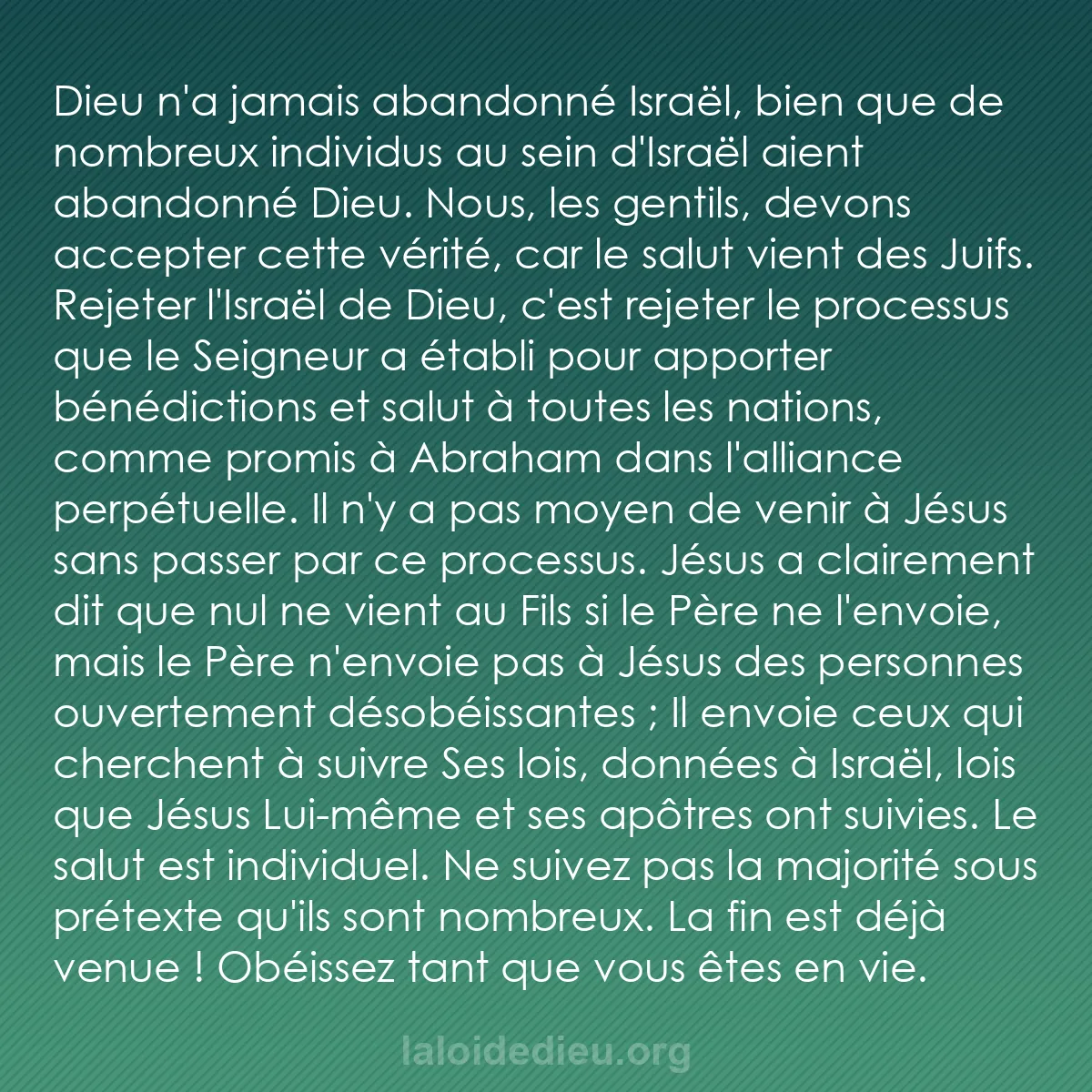 b0145 - Post à propos de la Loi de Dieu : Dieu n