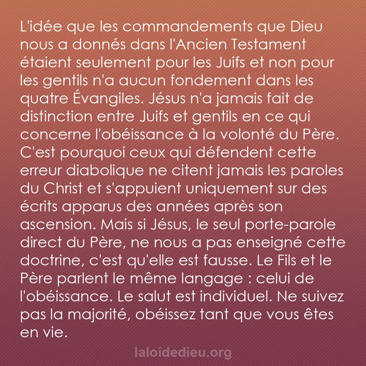 b0146 - Post à propos de la Loi de Dieu : L