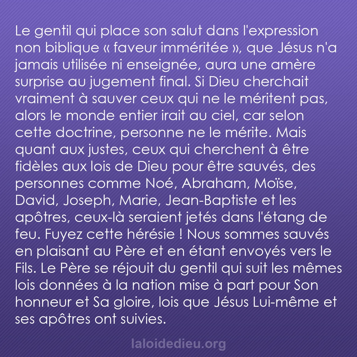 b0158 - Post à propos de la Loi de Dieu : Le gentil qui place son salut dans l