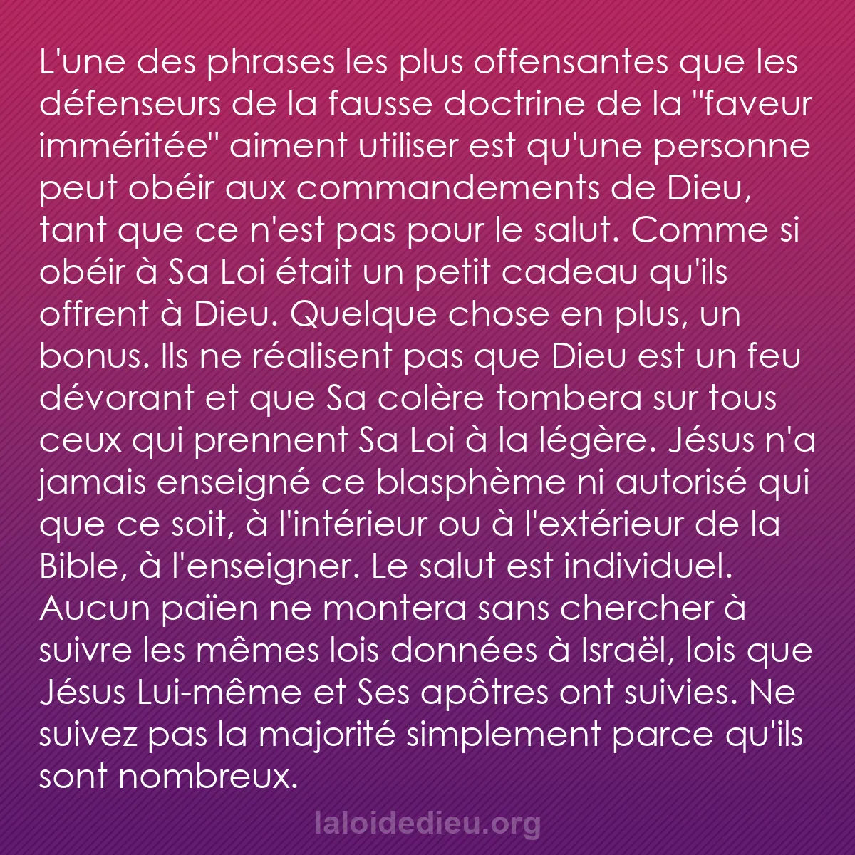 b0161 - Post à propos de la Loi de Dieu : L