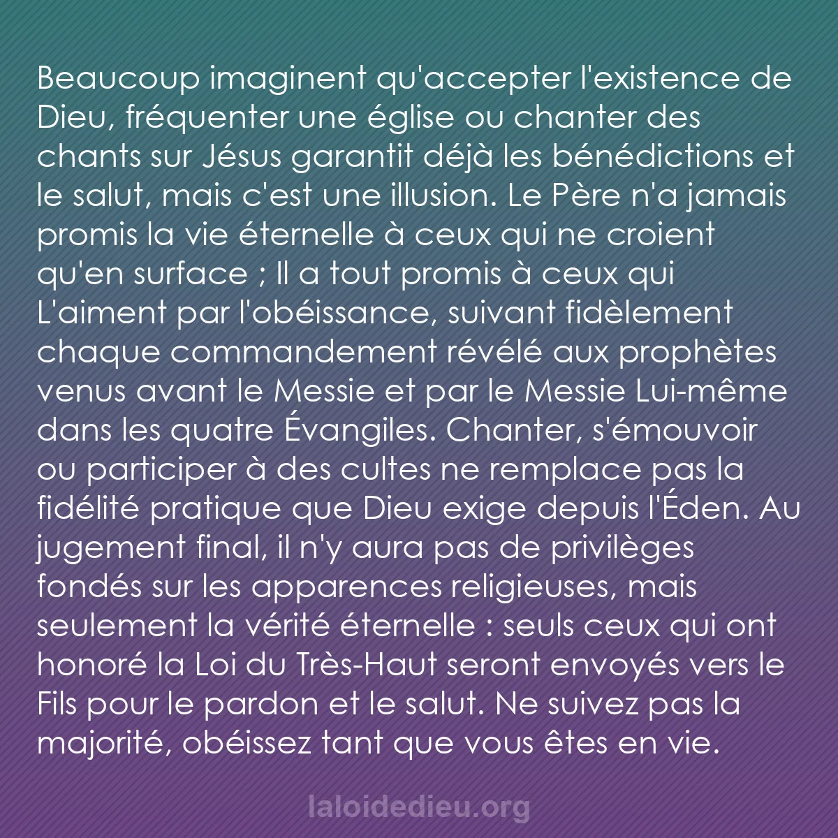 b0164 - Post à propos de la Loi de Dieu : Beaucoup imaginent qu