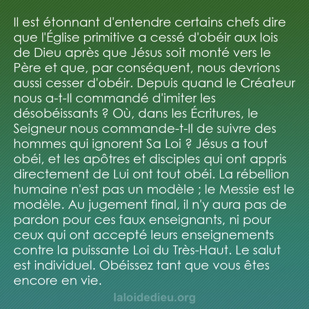 b0170 - Post à propos de la Loi de Dieu : Il est étonnant d