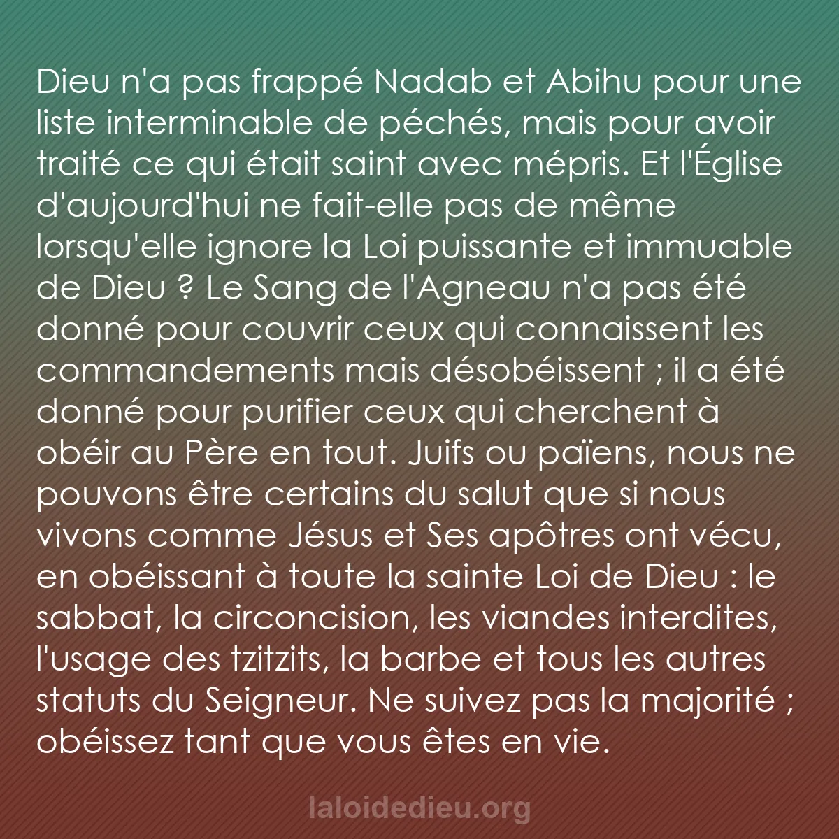 b0173 - Post à propos de la Loi de Dieu : Dieu n