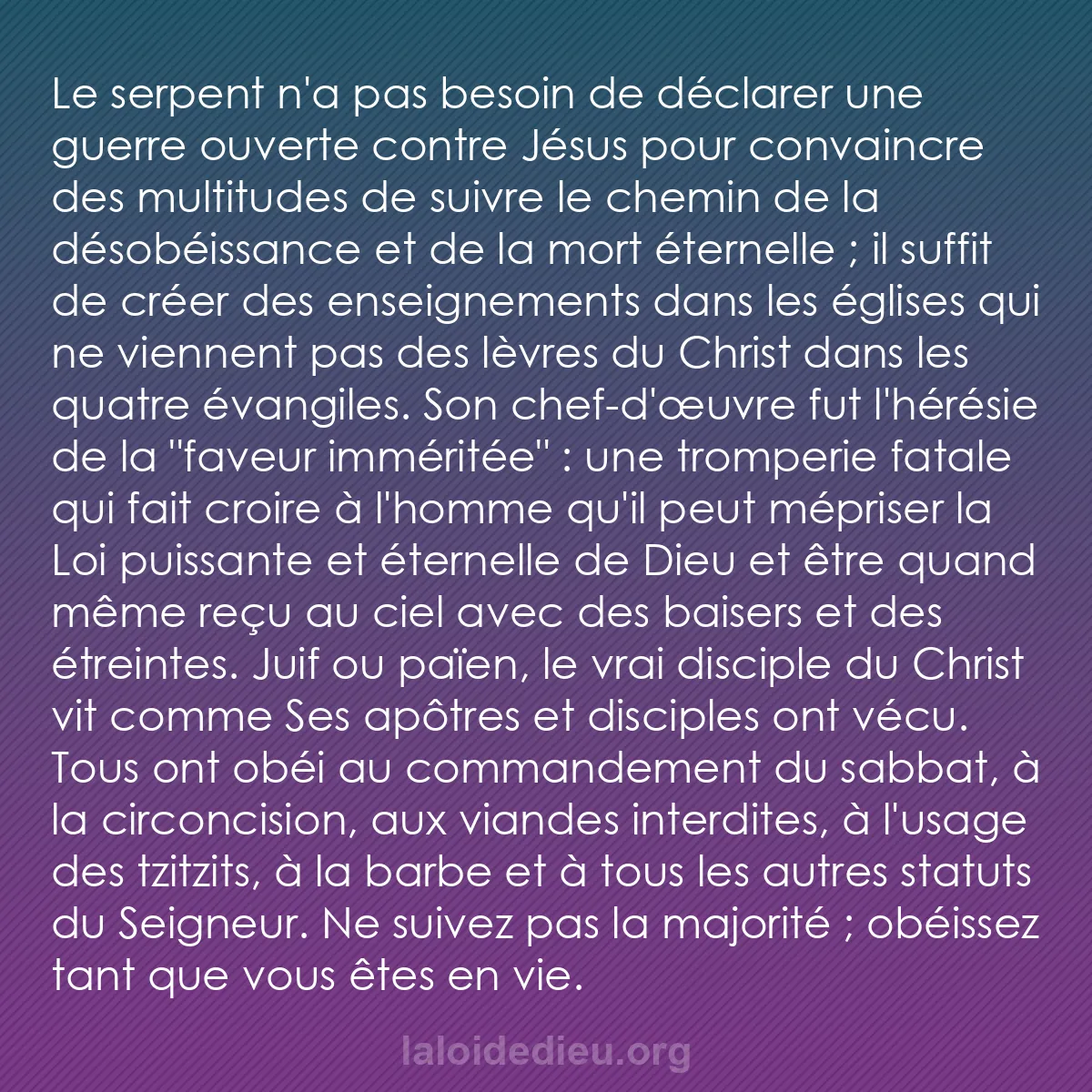 b0174 - Post à propos de la Loi de Dieu : Le serpent n