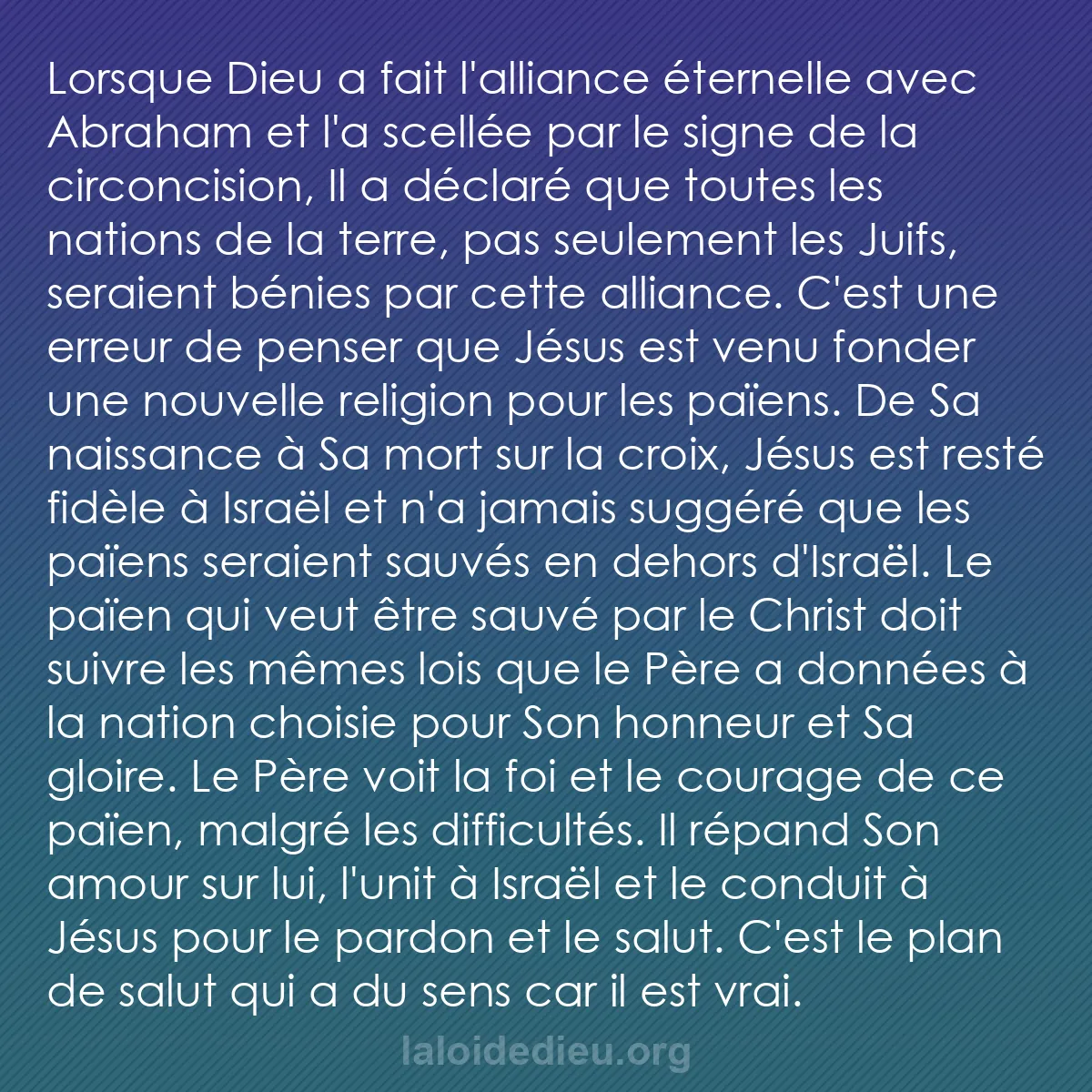 b0177 - Post à propos de la Loi de Dieu : Lorsque Dieu a fait l