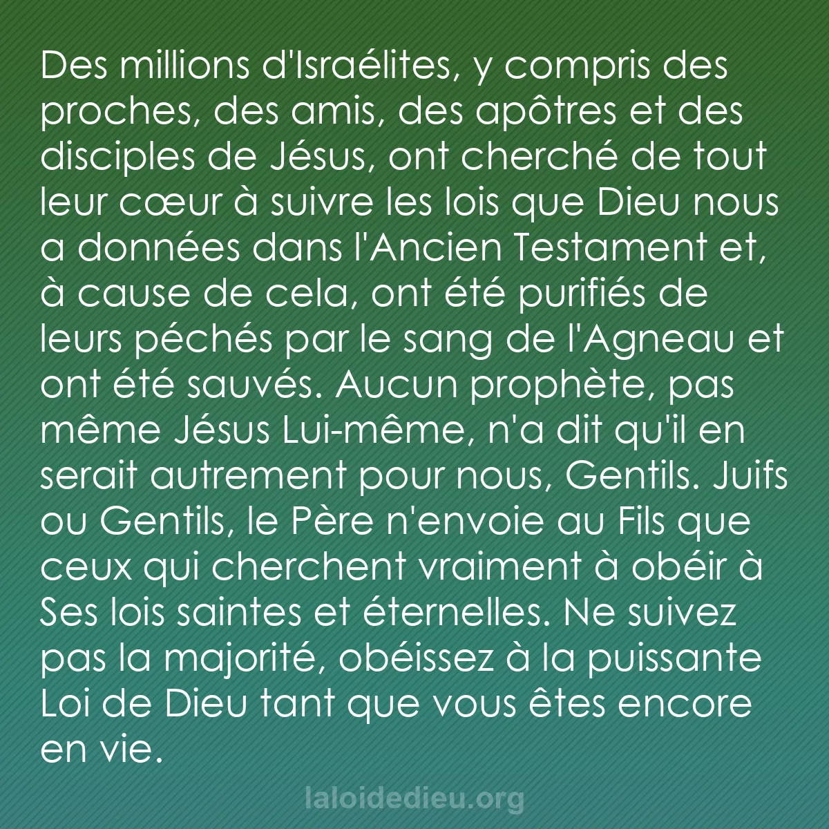 b0190 - Post à propos de la Loi de Dieu : Des millions d