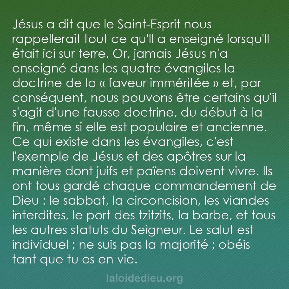 b0210 - Post à propos de la Loi de Dieu : Jésus a dit que le Saint-Esprit nous rappellerait tout ce qu
