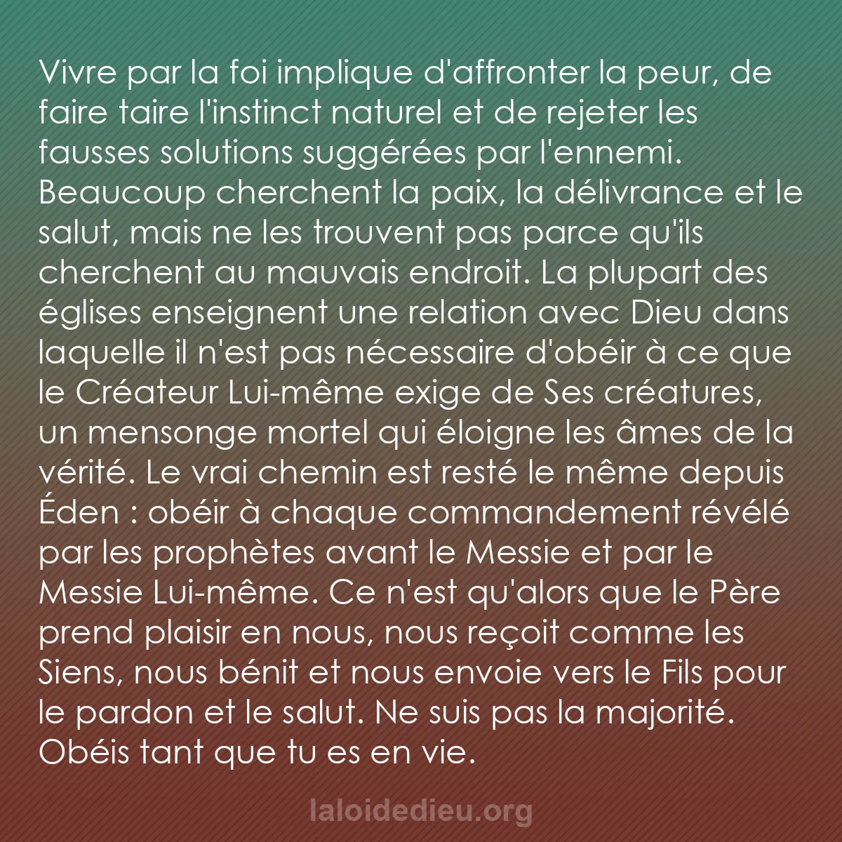 b0213 - Post à propos de la Loi de Dieu : Vivre par la foi implique d