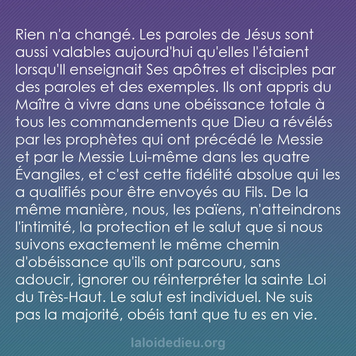 b0222 - Post à propos de la Loi de Dieu : Rien n