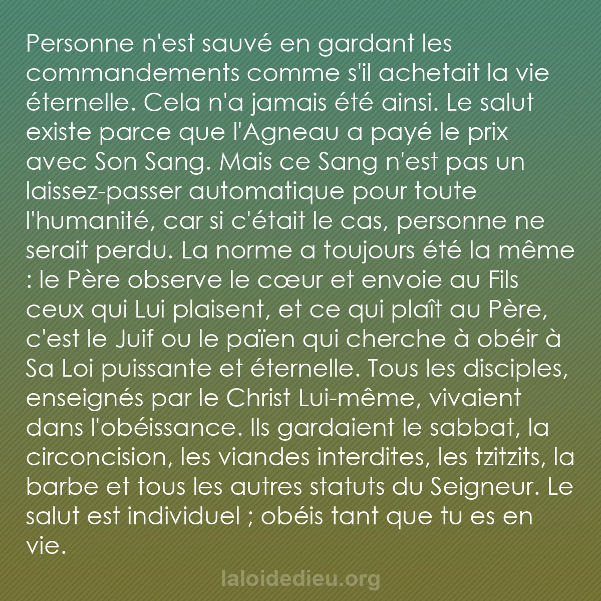 b0223 - Post à propos de la Loi de Dieu : Personne n