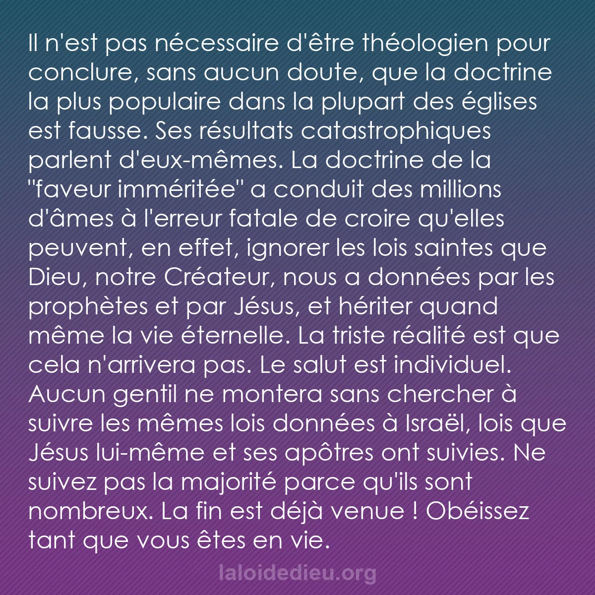 b0254 - Post à propos de la Loi de Dieu : Il n