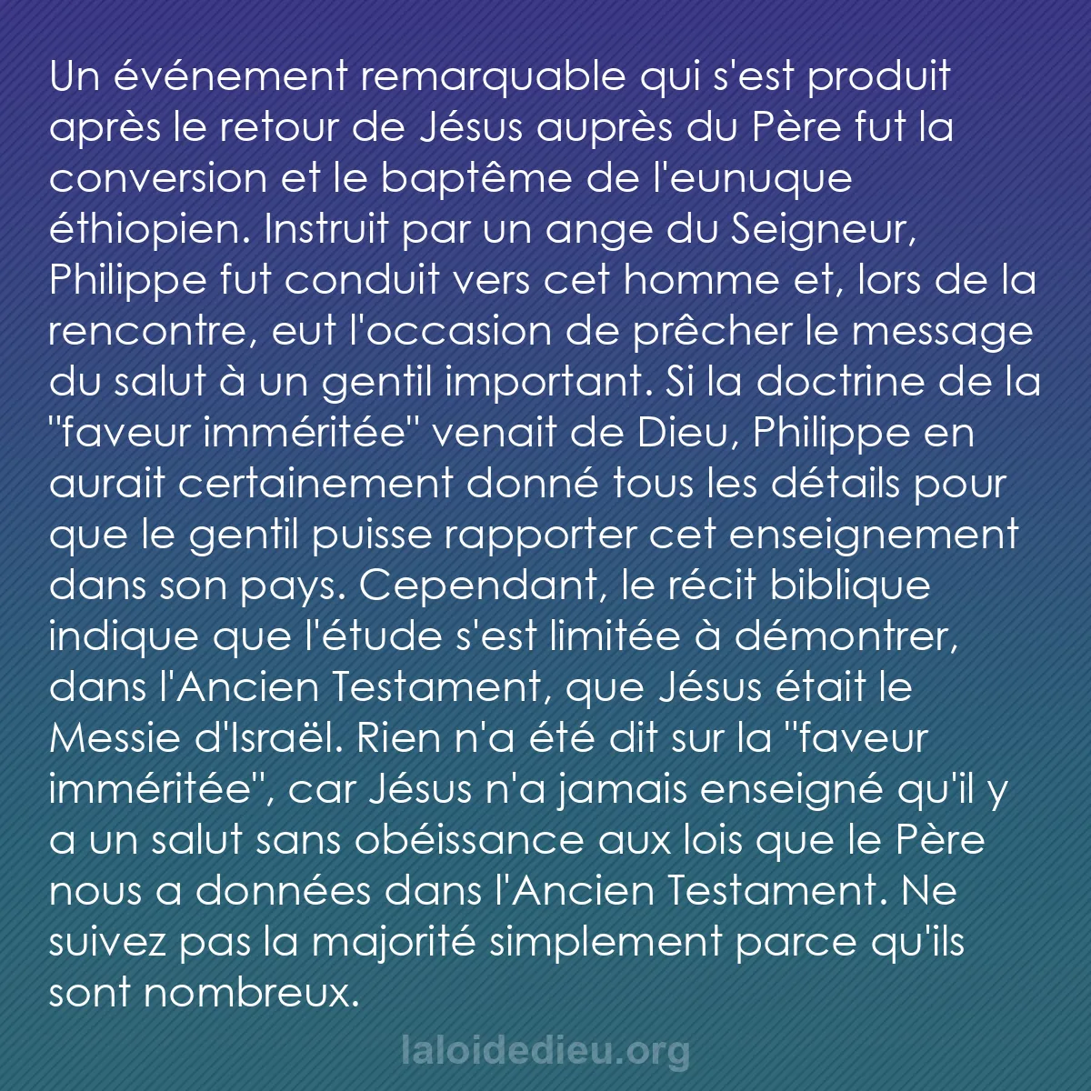 b0257 - Post à propos de la Loi de Dieu : Un événement remarquable qui s