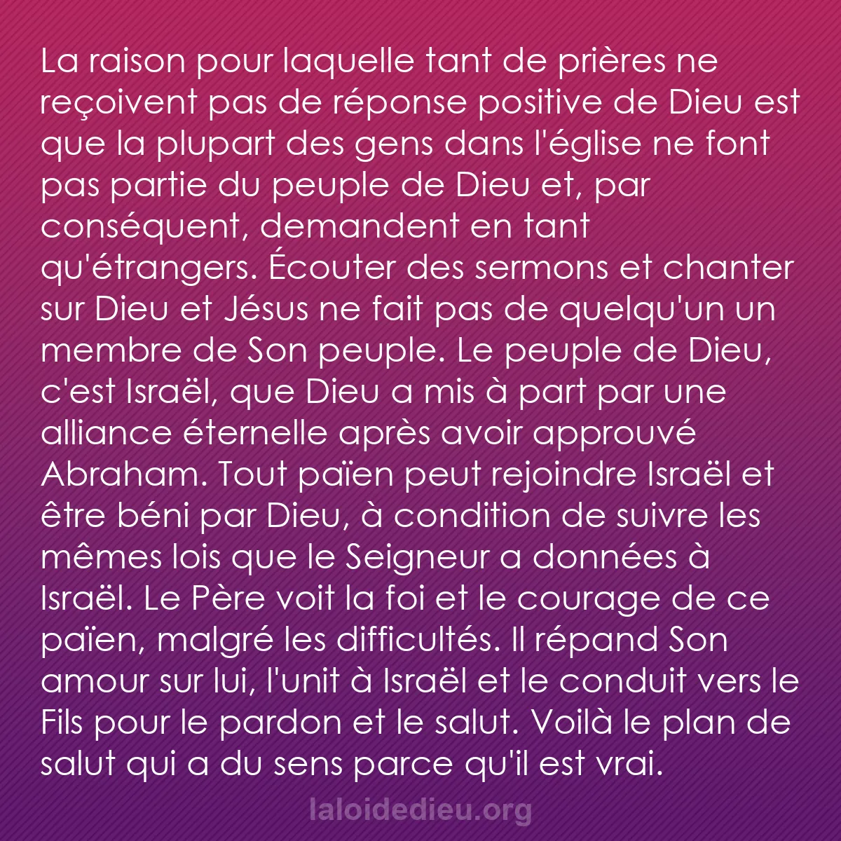 b0261 - Post à propos de la Loi de Dieu : La raison pour laquelle tant de prières ne reçoivent pas de...