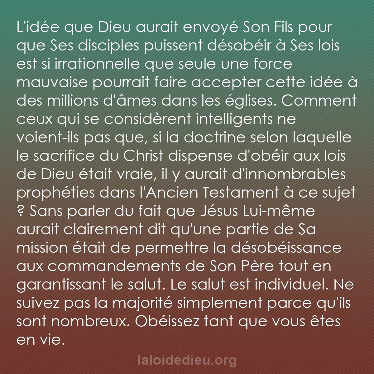 b0273 - Post à propos de la Loi de Dieu : L