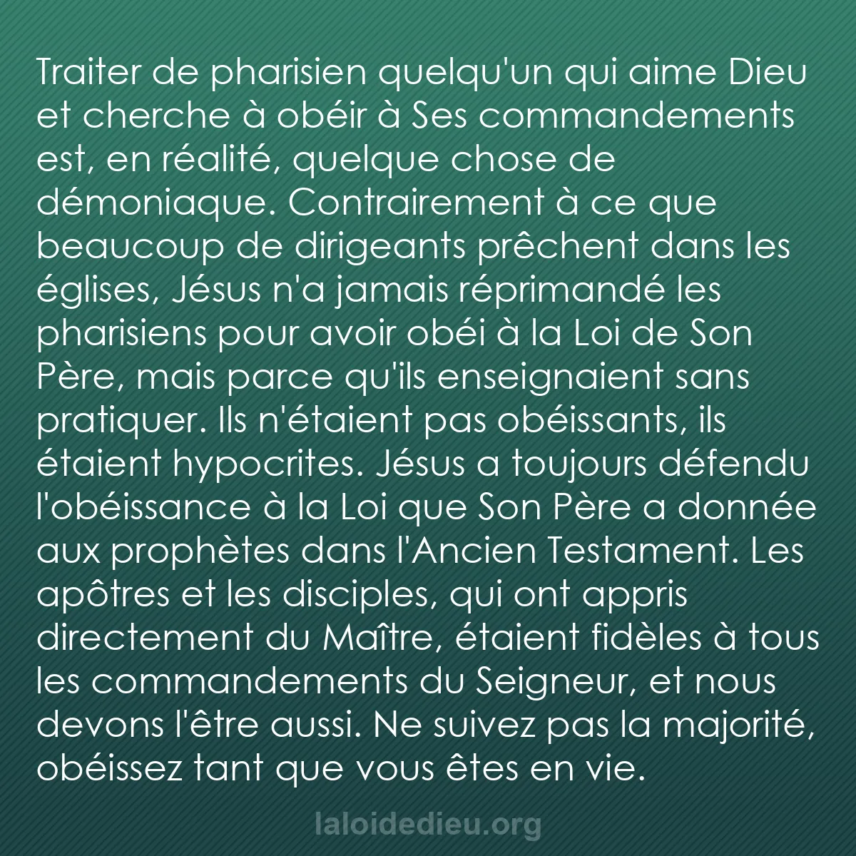 b0280 - Post à propos de la Loi de Dieu : Traiter de pharisien quelqu