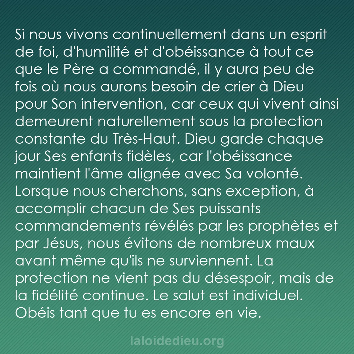 b0285 - Post à propos de la Loi de Dieu : Si nous vivons continuellement dans un esprit de foi, d