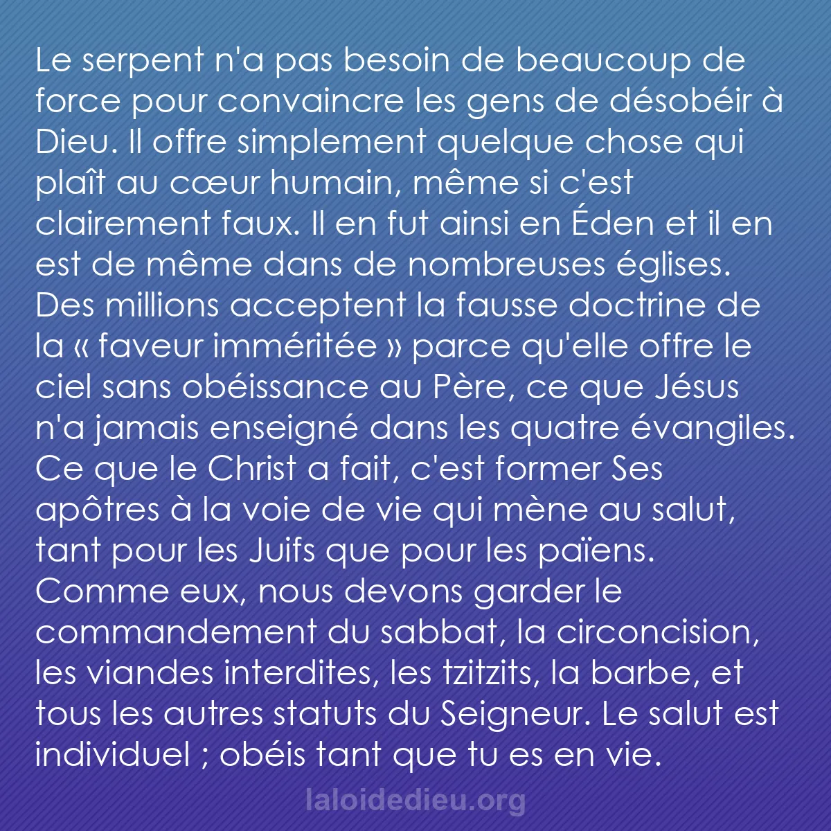 b0287 - Post à propos de la Loi de Dieu : Le serpent n