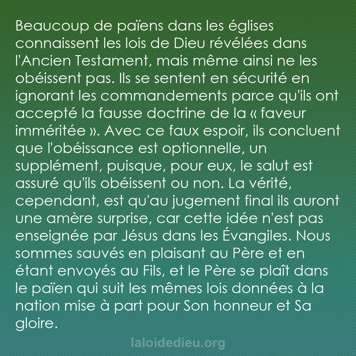 b0290 - Post à propos de la Loi de Dieu : Beaucoup de païens dans les églises connaissent les lois de...