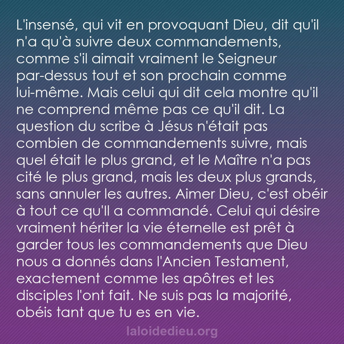 b0294 - Post à propos de la Loi de Dieu : L