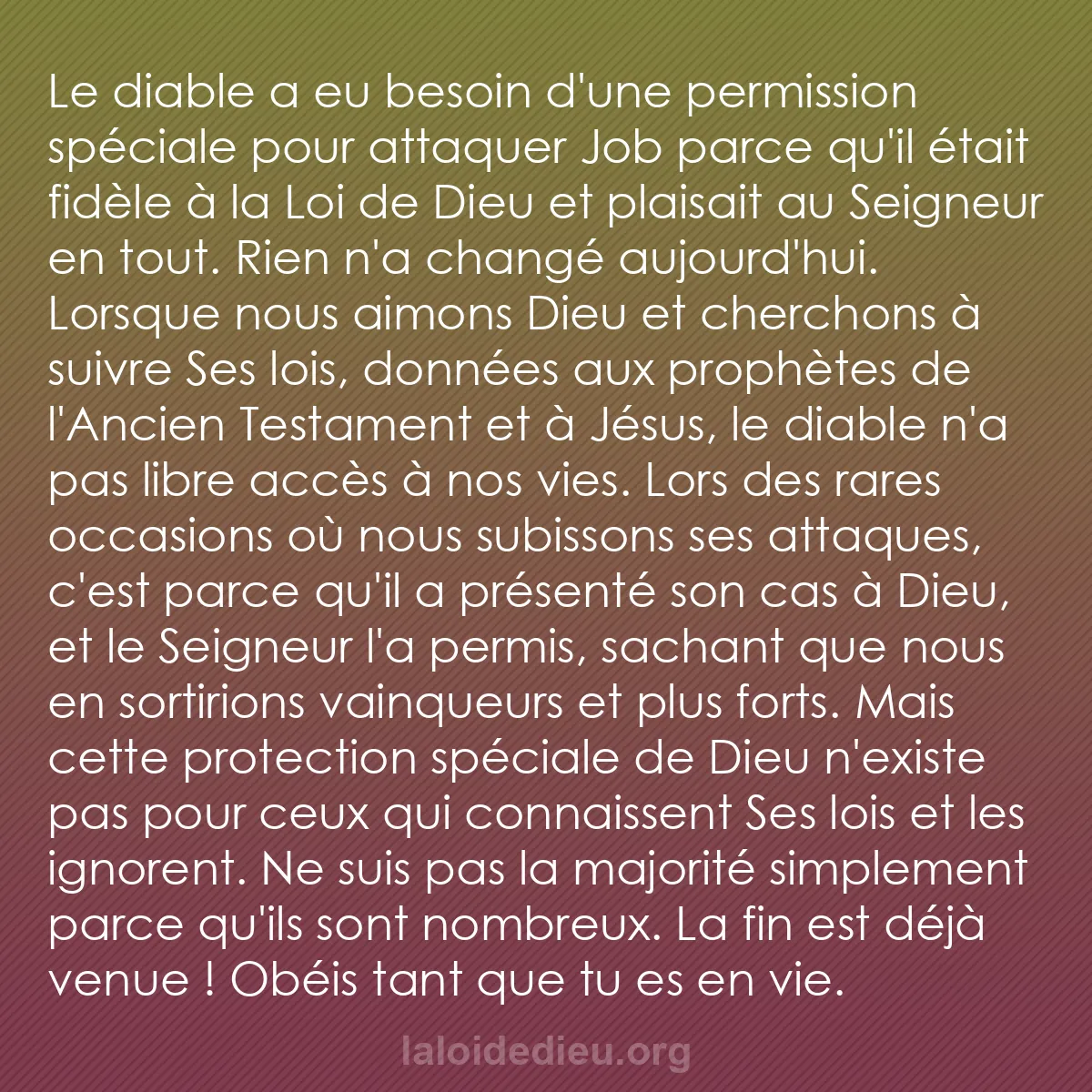 b0308 - Post à propos de la Loi de Dieu : Le diable a eu besoin d