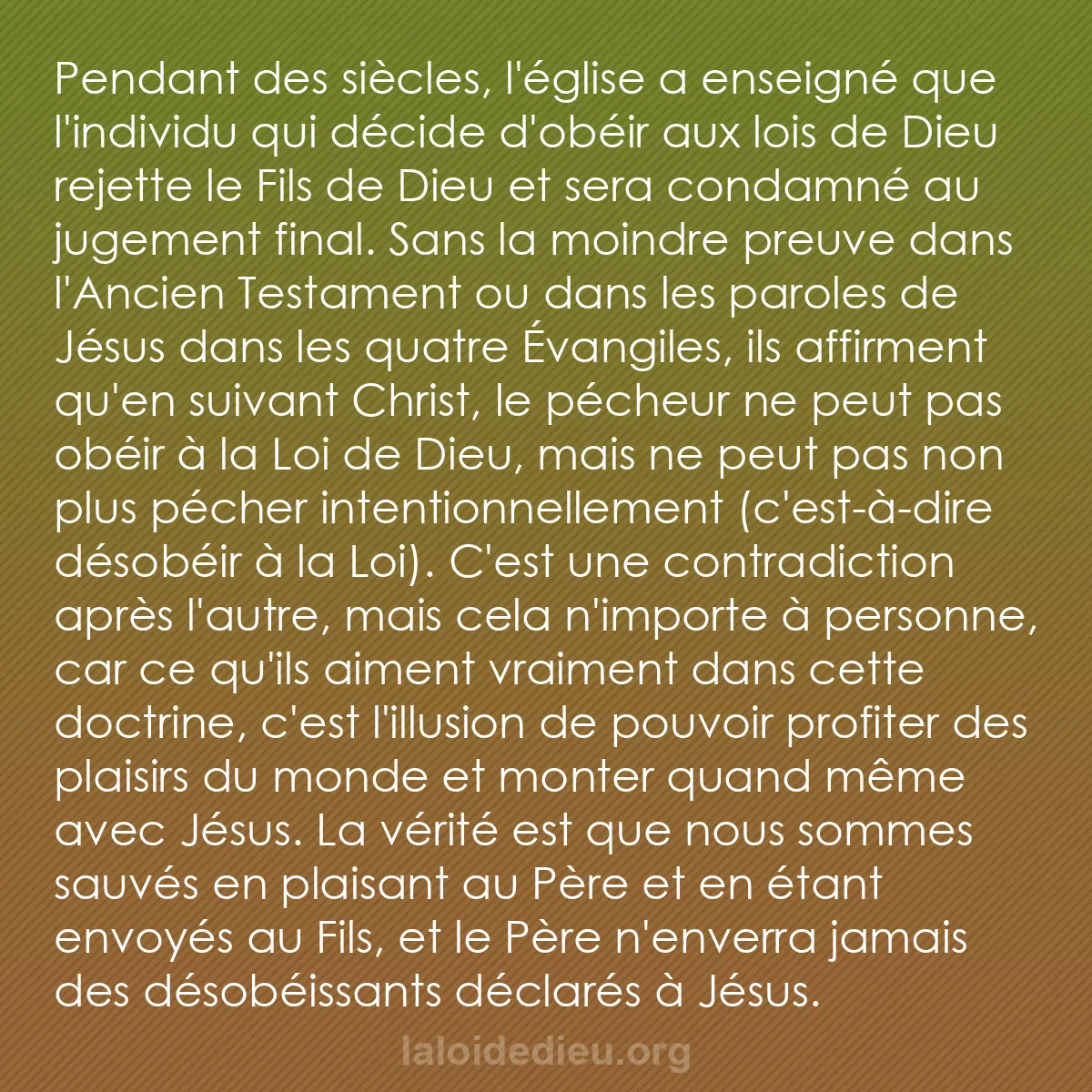 b0309 - Post à propos de la Loi de Dieu : Pendant des siècles, l