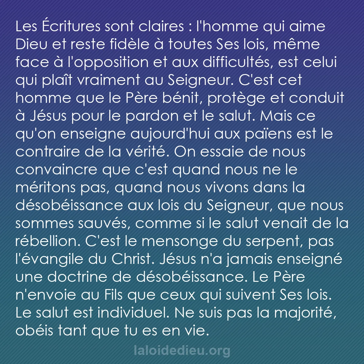 b0317 - Post à propos de la Loi de Dieu : Les Écritures sont claires : l