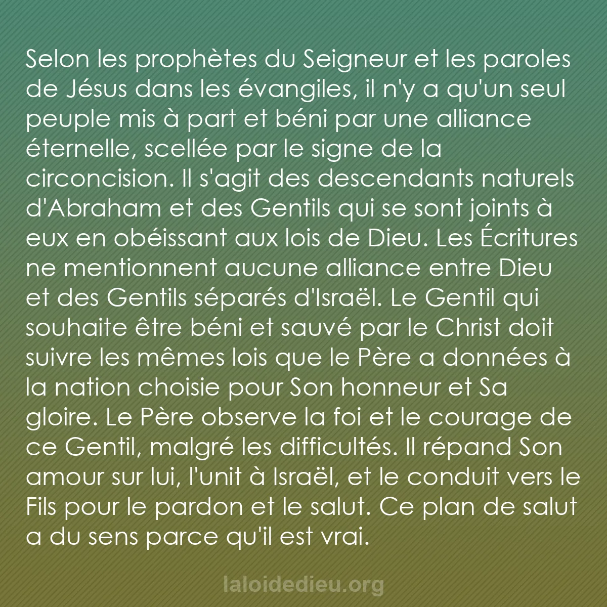 b0323 - Post à propos de la Loi de Dieu : Selon les prophètes du Seigneur et les paroles de Jésus dans...