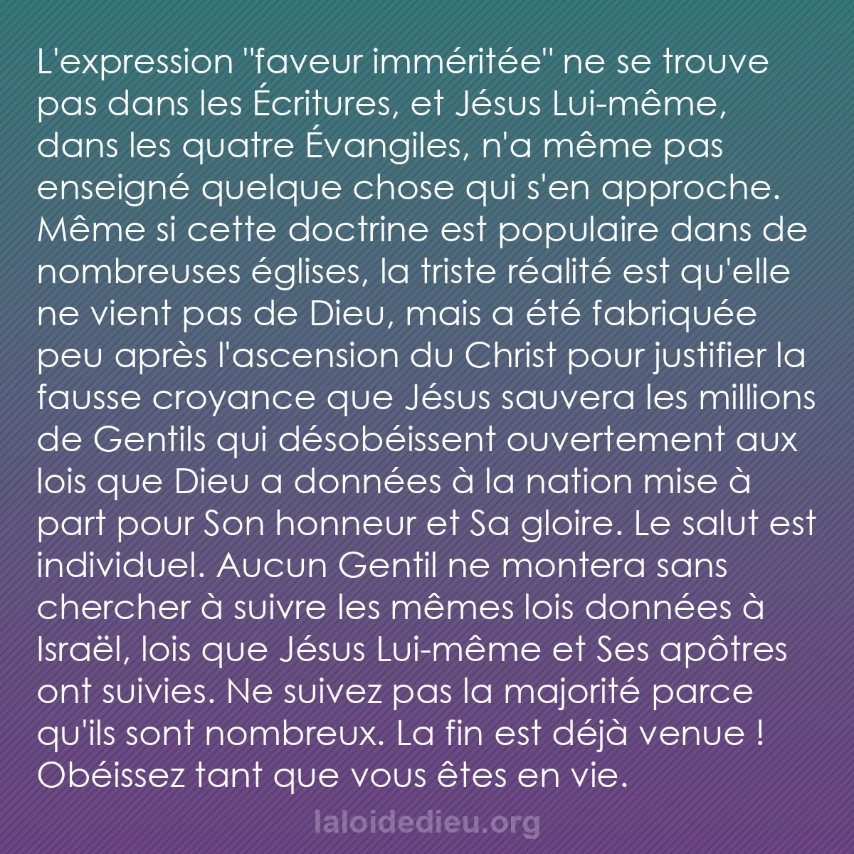 b0324 - Post à propos de la Loi de Dieu : L