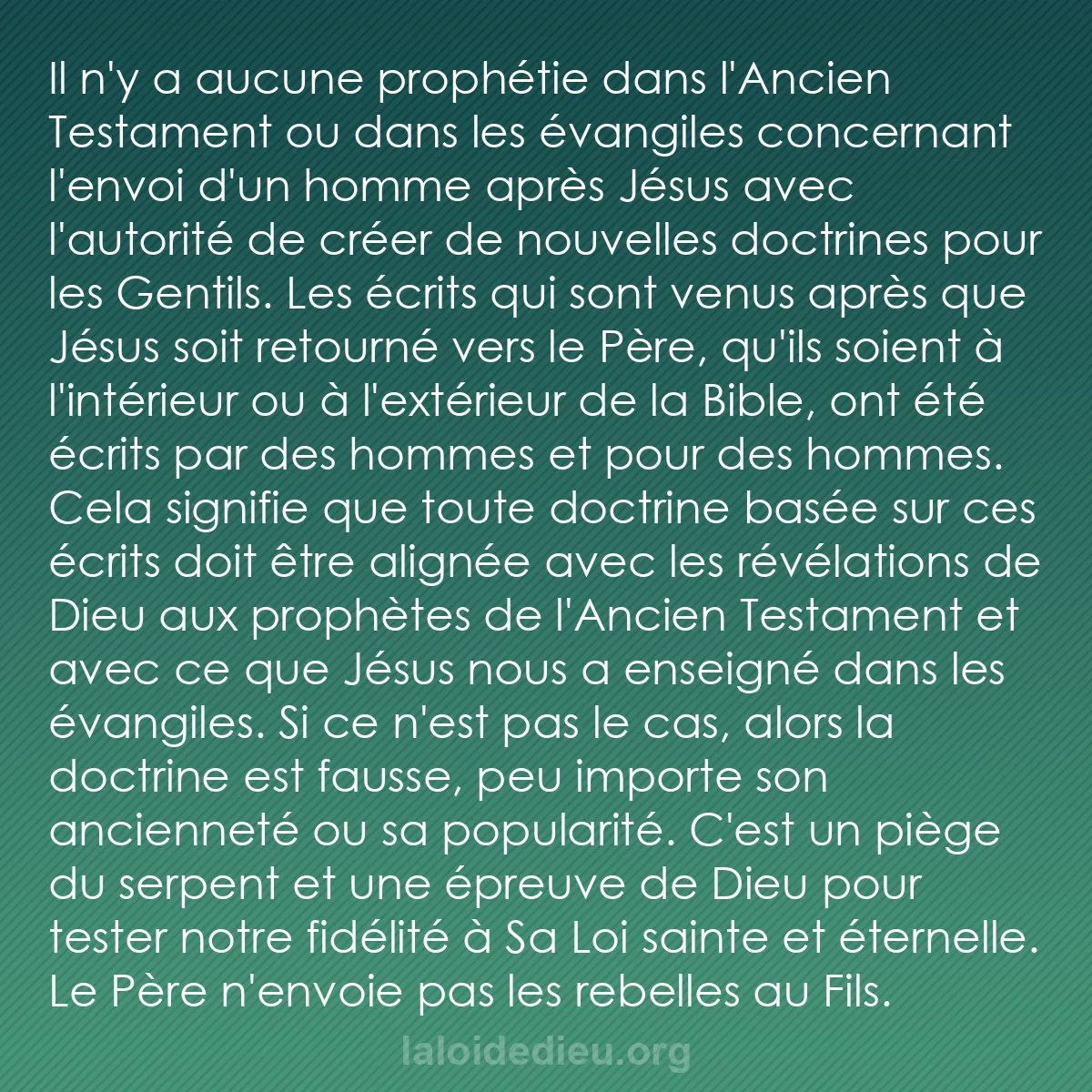 b0325 - Post à propos de la Loi de Dieu : Il n