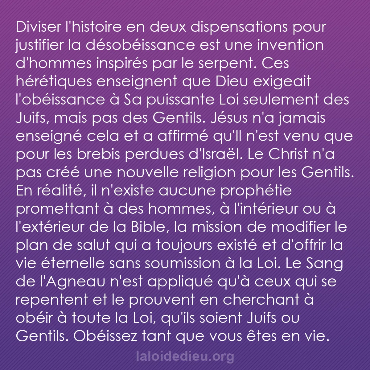 b0331 - Post à propos de la Loi de Dieu : Diviser l